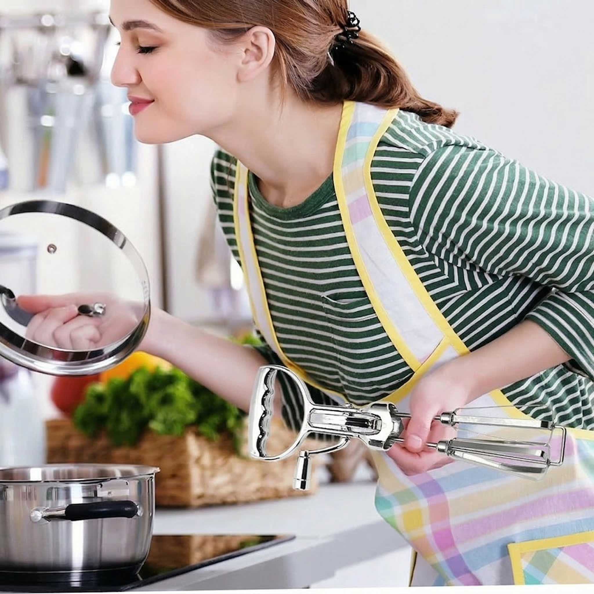 Hand-crank electric egg beater